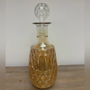 Vintage Forester Carnival Glass Decanter, Thumbprint pattern, Marigold,10.75 in